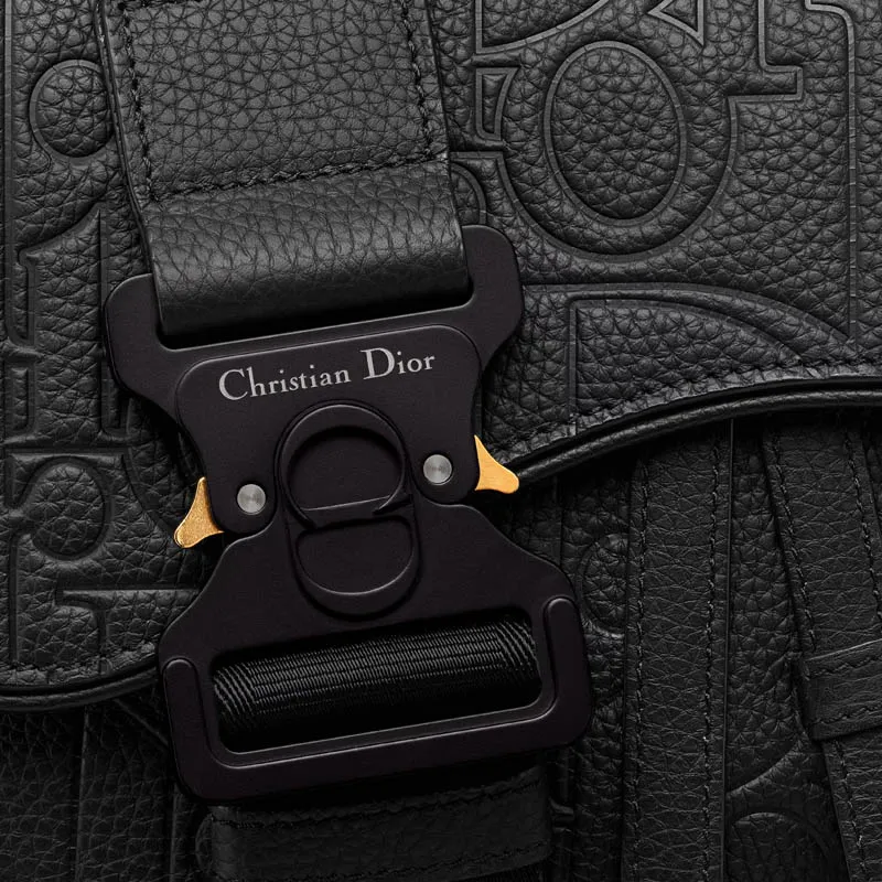 DIOR Calfskin Saddle Bag Crossbody Sling Bag Men's Black-4