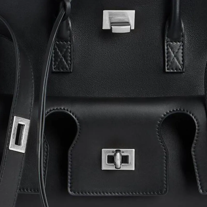 Balenciaga BEL AIR Small Calfskin Bag Women's Black-5