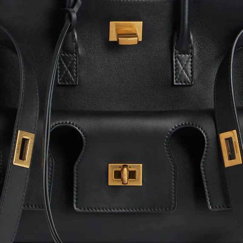 Balenciaga Smooth Cow Leather Shoulder Bag, Crossbody Bag, Handbag Small Size Women's Black-5