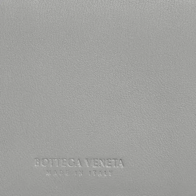 Bottega Veneta CASSETTE Lambskin Card Holder Women's Silver & Blue-2