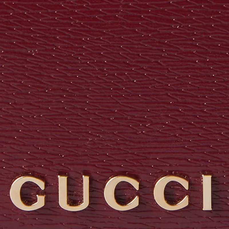 GUCCI Leather Card Holder Women's Red-5