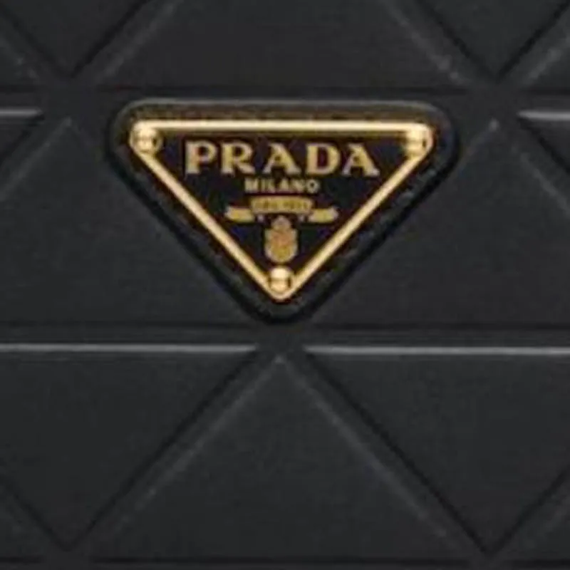 PRADA Leather Wallet Trumpets Women's Black-4
