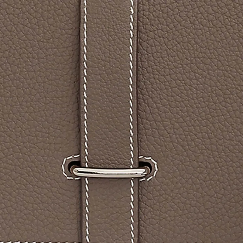 HERMES Steve Light Junior Togo Calfskin Messenger Bag Shoulder Bag Crossbody Bag Men's 18 Etoupe Elephant Gray-4