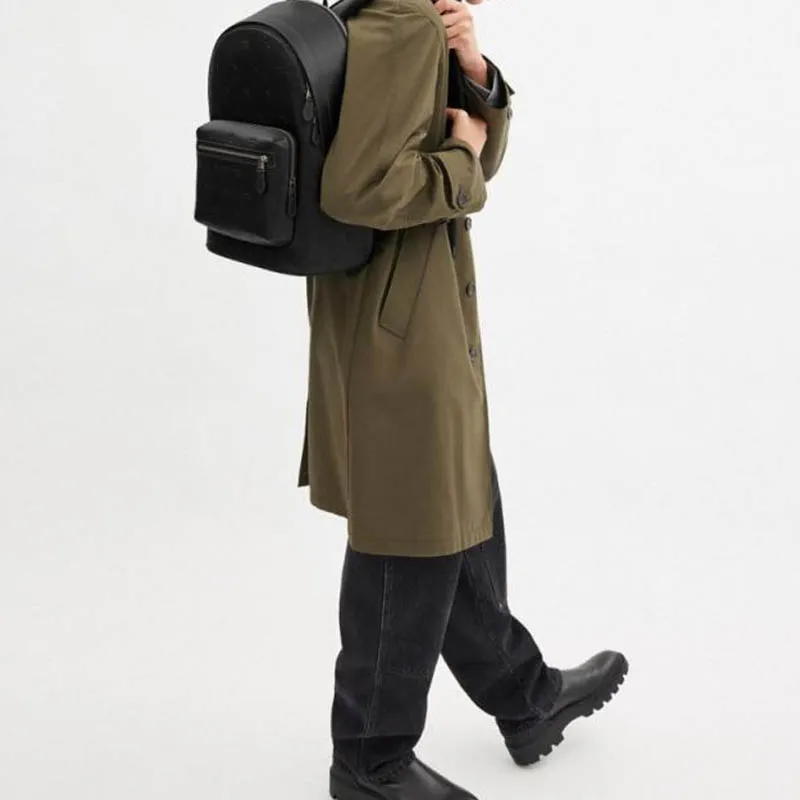 COACH West Cow Leather Backpack Unisex Black-3