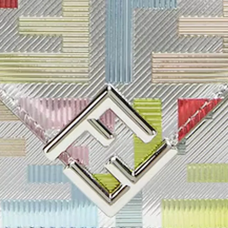 FENDI FF Diamonds Series Polyurethane Wallet Medium Size Women's Silver & Multicolor-4