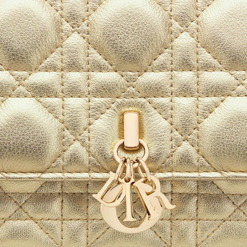 DIOR Calfskin Shoulder Bag, Crossbody Bag, Handbag Mini Women's Metal Gold-5