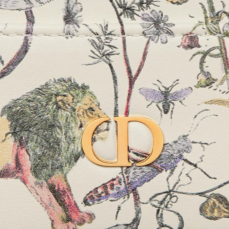 DIOR Caro Calfskin Card Holder Women's Beige & Multicolor-2