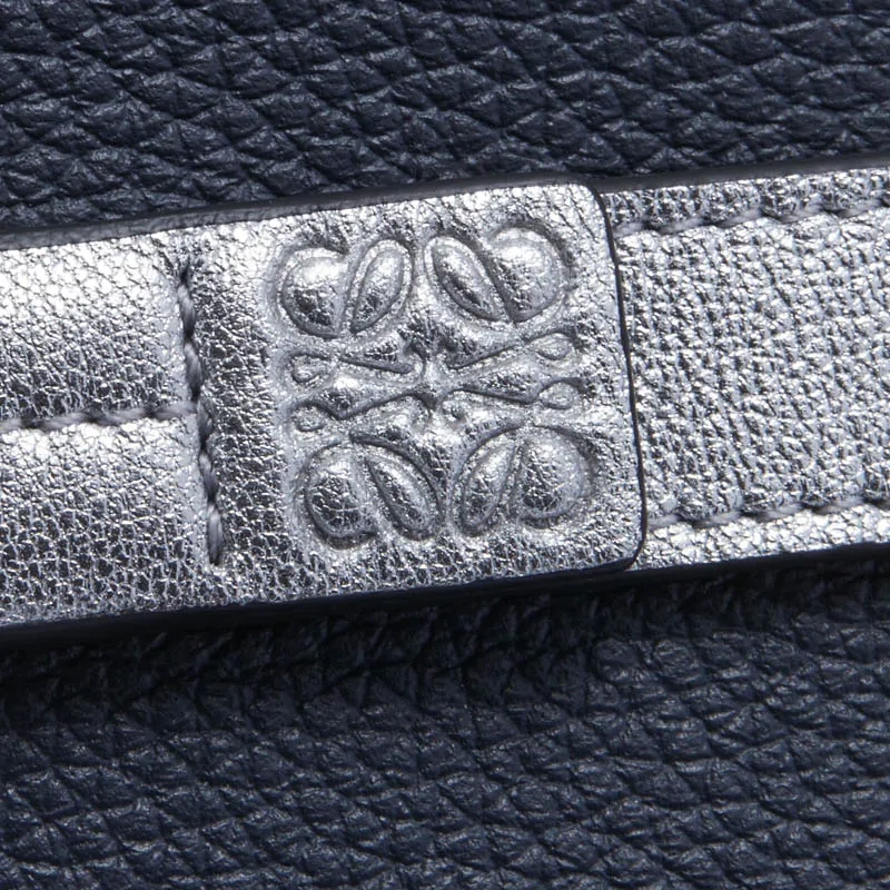 LOEWE Soft Grain Calfskin Wallet Women's Dark Marine Blue & Silver-5