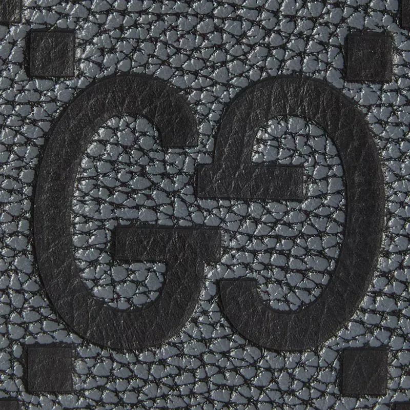 GUCCI Grained Leather Wallet Large Size Men's Dark Gray & Black-5