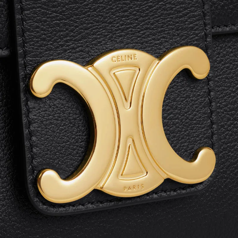 CELINE Victoire Calfskin Shoulder Bag Tubas Women's Black-5