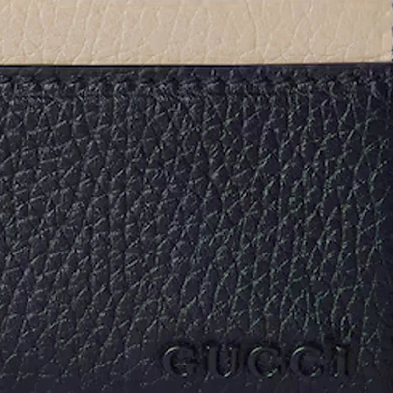 GUCCI Leather Card Holder Men's Dark Blue With Oat-4
