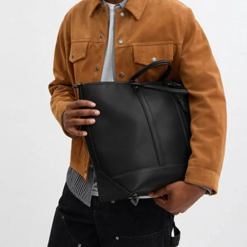 COACH MetropolitanCarryall Cow Leather One Shoulder Handbag Tubas Men's Black-4