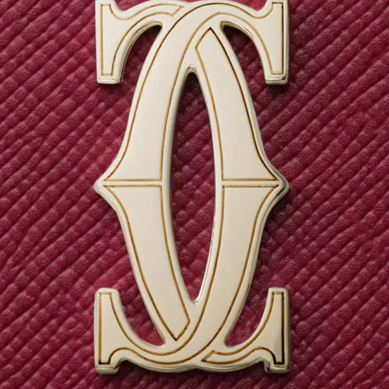 CARTIER Textured Calfskin Card Holder Women's Cherry Red-2