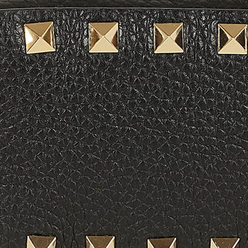 Valentino Rockstud Calfskin Makeup Bag Mini Women's Black-3