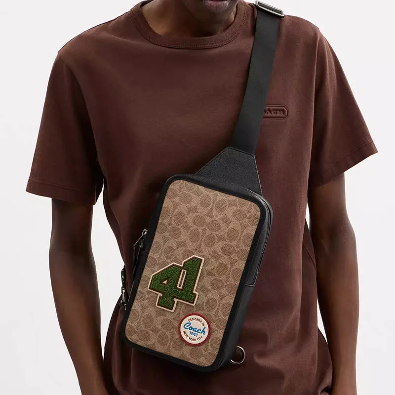 COACH Sullivan Coated Canvas Sling Bag Trumpets Men's Tawny & Multicolor-4