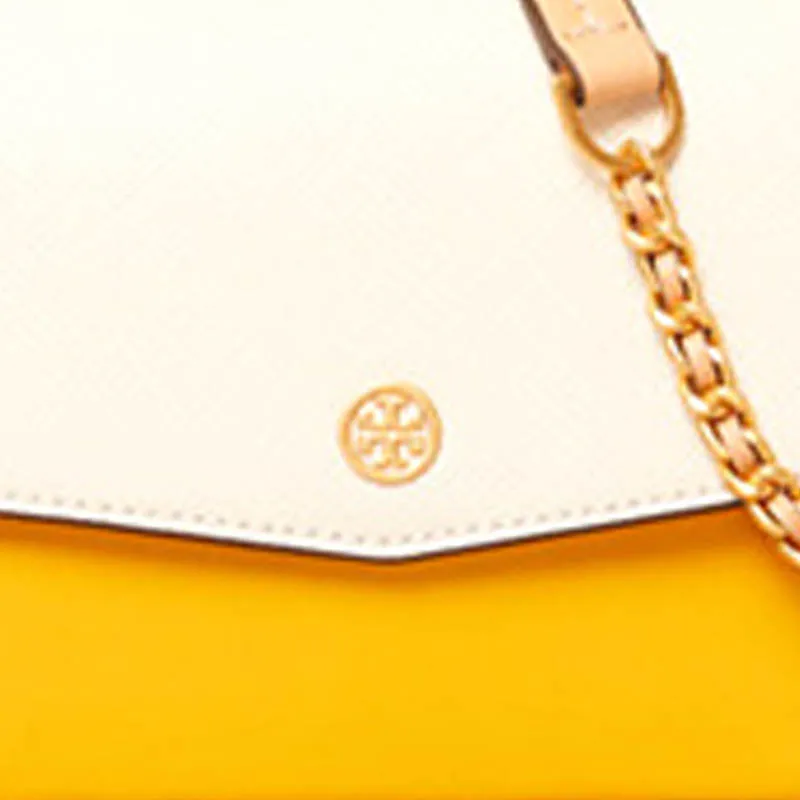 TORY BURCH Robinson Leather Handbag Shoulder Bag Women's White Multicolor-3