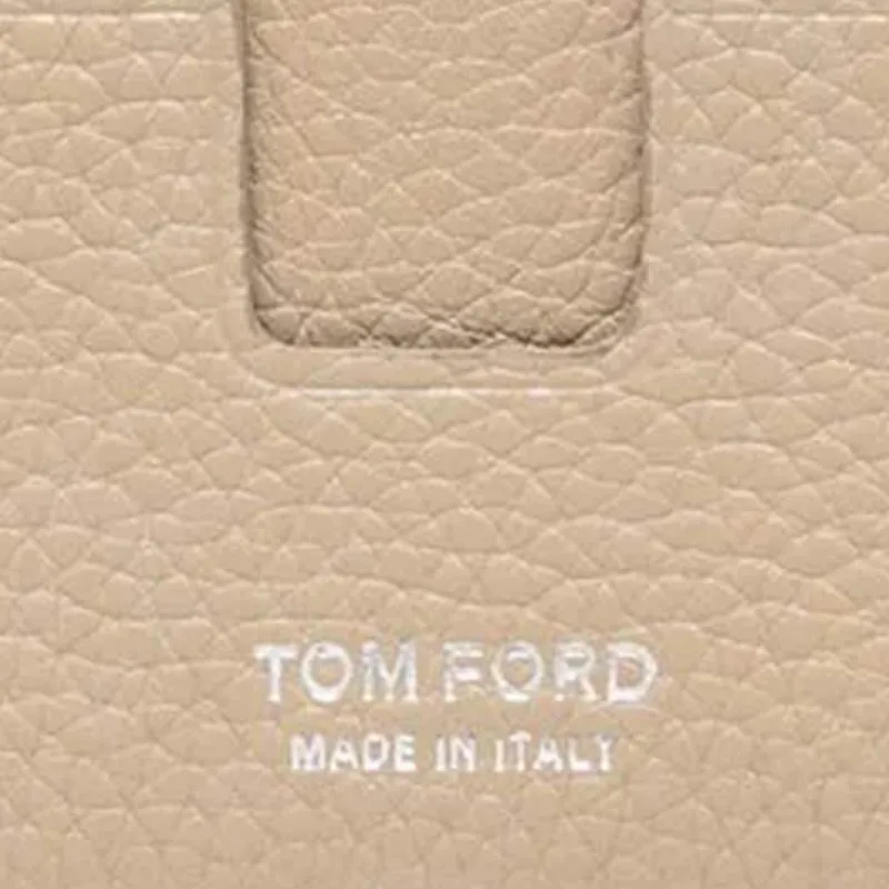 TF Calfskin Card Holder Men's Beige-1