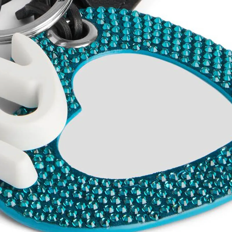 Balenciaga Cow Leather Bag Charm Bag Accessory Women's Black & Turquoise-4