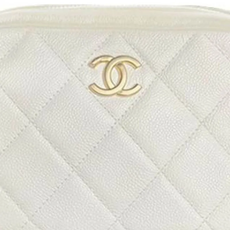 CHANEL 22P Grain Embossed Cow Leather Camera Bag, Shoulder Bag, Crossbody Bag Women's White-3