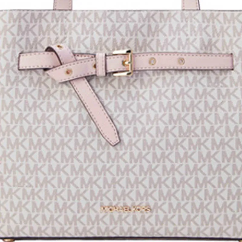 MICHAEL KORS Emilla Artificial Leather Crossbody Bag, Handbag Tubas Women's Vanilla White/Light Pink-4