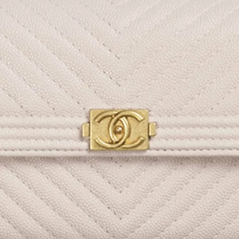 CHANEL Leboy Grain Embossed Calfskin Flap Wallet Women's Light Purple-3