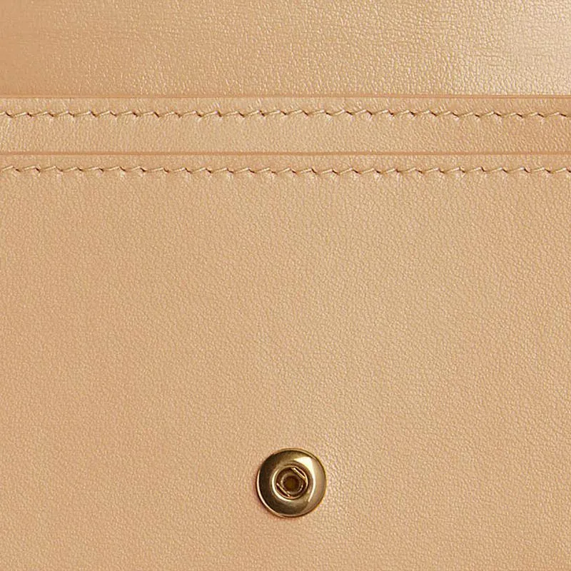 Bottega Veneta Lambskin Card Clip Card Holder Women's Almond-4