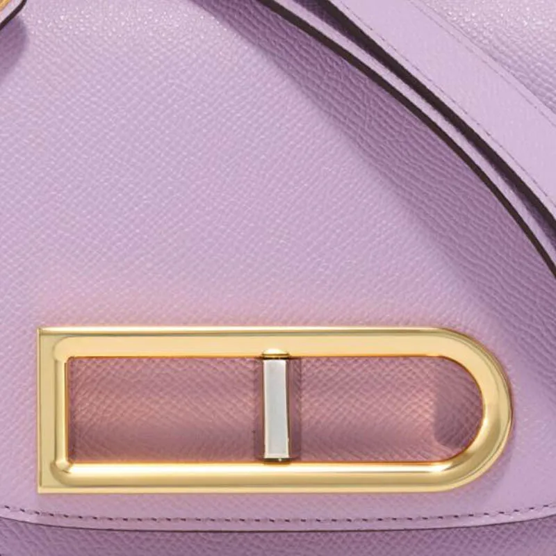 Delvau Lingot Alpina Calf Grain Calfskin Shoulder Bag Small Size Women's Light Purple-6
