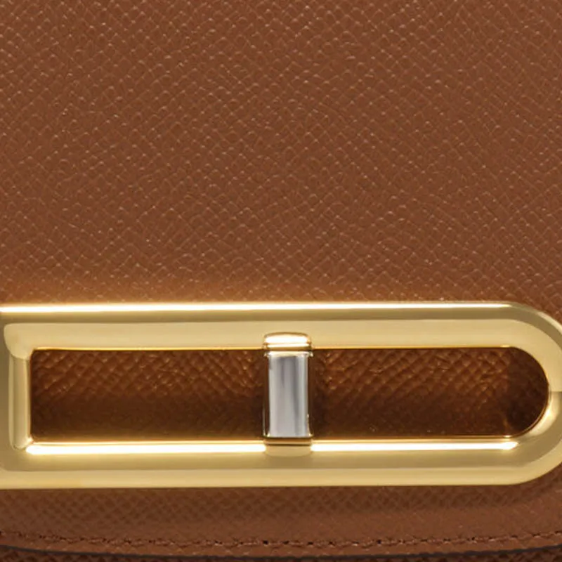Delvau Lingot Alpina Calf Grain Calfskin Shoulder Bag Mini Women's Tan-5