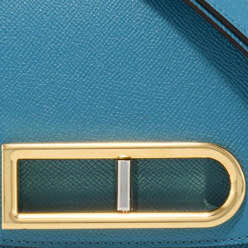 Delvau Lingot Alpina Calf Grain Calfskin Shoulder Bag Small Size Women's Lake Blue-4