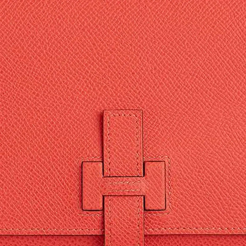 HERMES H Passant Epsom Calfskin Wallet Women's Orange-2