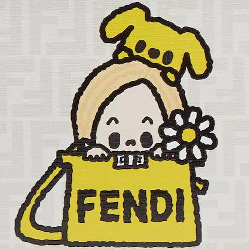 FENDI Silvia And The Baguette Collaboration Polyurethane Clutch Medium Size Men's Gray & Multicolor-3
