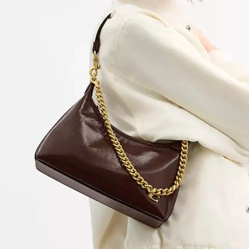 COACH Juliet Leather One Shoulder Handbag Tubas Women's Maple-5