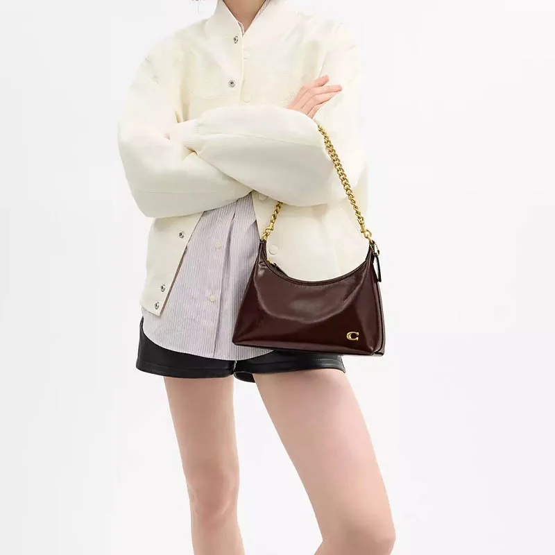 COACH Juliet Leather One Shoulder Handbag Tubas Women's Maple-6
