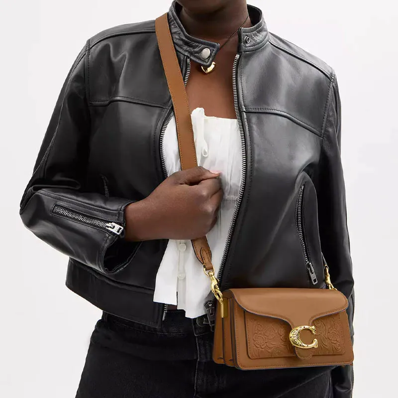 COACH Tabby Leather Shoulder Bag Medium Size Women's Honey Brown-7