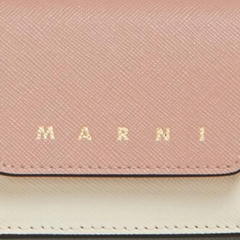 MARNI Calfskin Wallet Women's Light Pink & White & Gray-5
