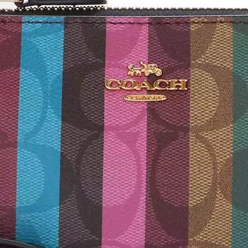 COACH Nolita Canvas With Leather Pochette, Shoulder Bag, Clutch Trumpets Women's Brown & Rainbow-3
