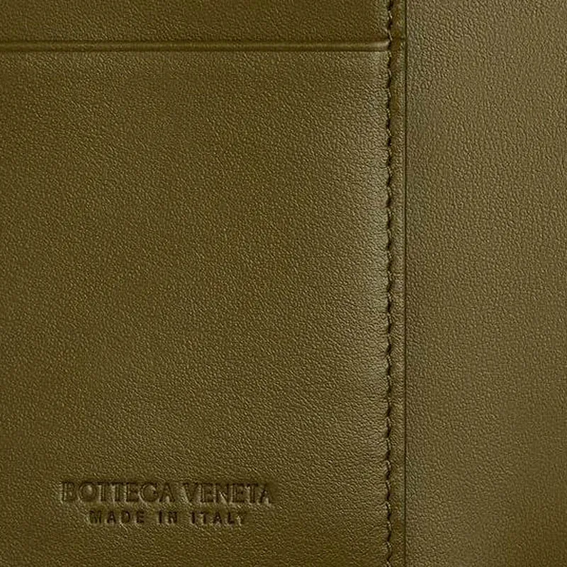 Bottega Veneta Intrecciato Cow Leather Passport Holder Regular Men's Dark Shadow Gray With Olive Oil-4