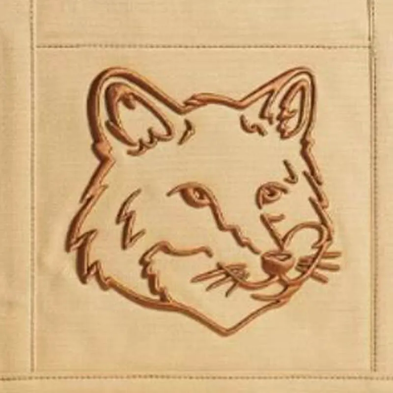 Maison Kitsune Fabric Tote Bag, Shopping Bag, Handbag Medium Size Women's Apricot Coffee-1