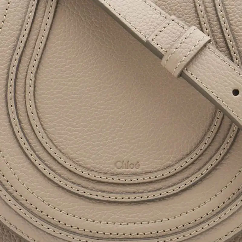 Chloe Marcie Leather Shoulder Bag Women's Greige-2