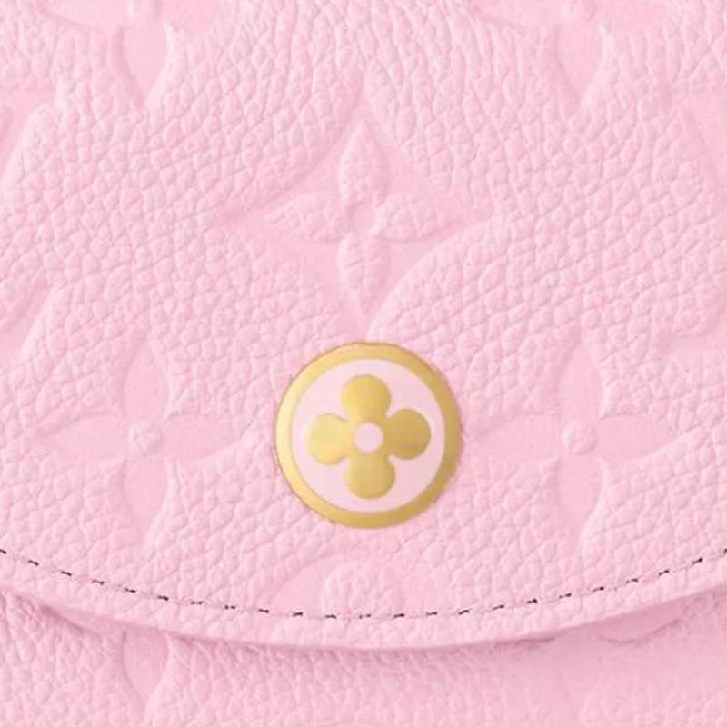 LOUIS VUITTON Rosalie Embossed Grain Cow Leather Coin Purse Women's Cotton Candy Pink-4