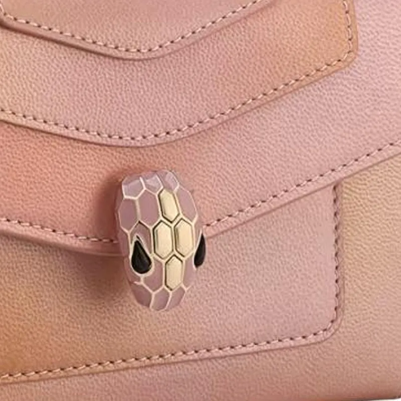 BVLGARI Serpenti Forever Goatskin Wallet Tubas Women's Pearl Pink-3