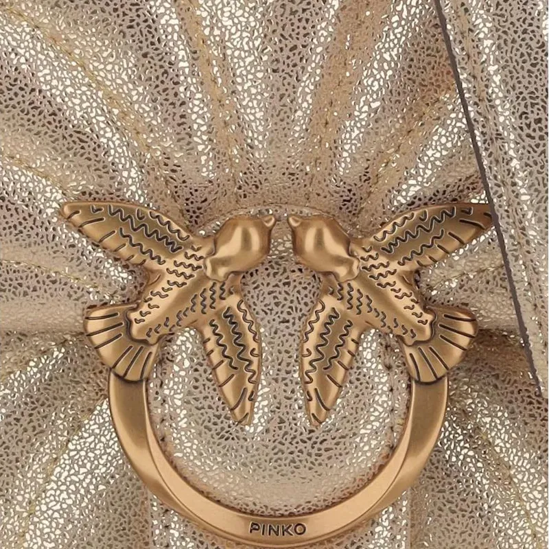 PINKO LOVE Collection Puff Calfskin Shoulder Bag Women's Gold-3
