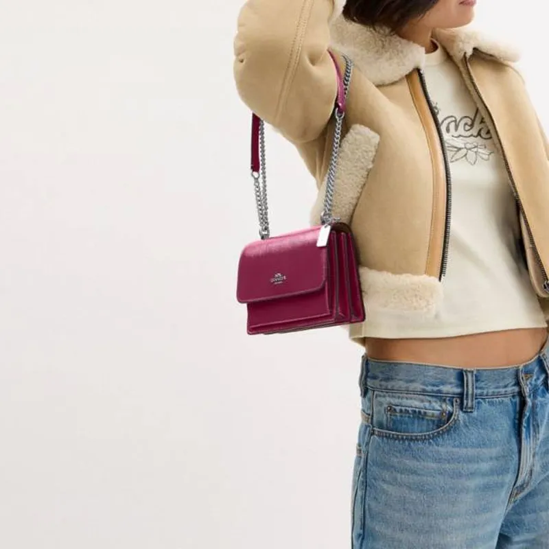 COACH Klare Patent Leather Shoulder Bag Mini Women's Rose Purple-4