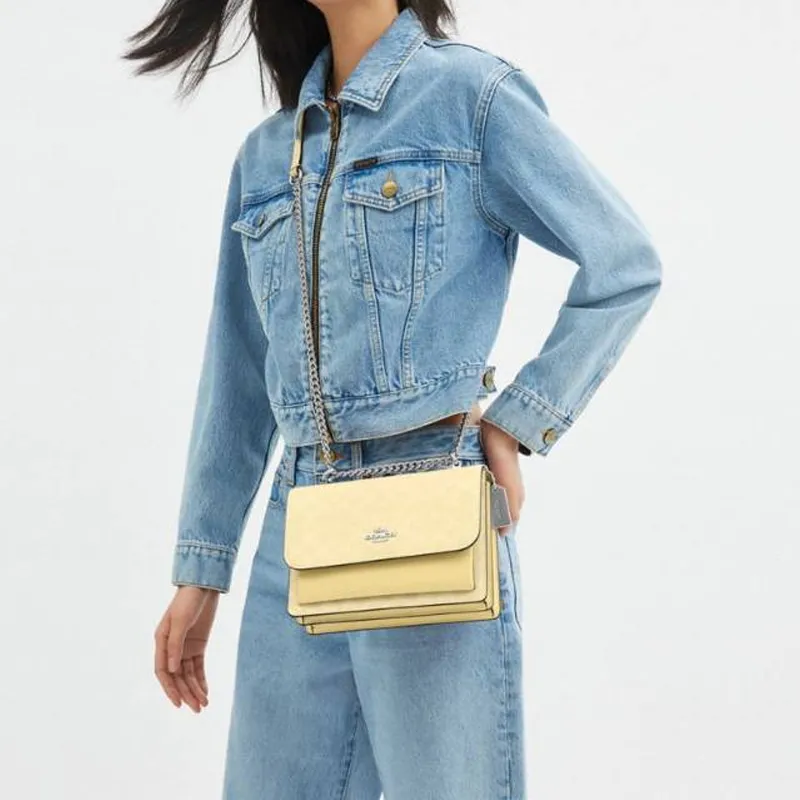 COACH Klare Coated Canvas Shoulder Bag Trumpets Women's Yellow-4