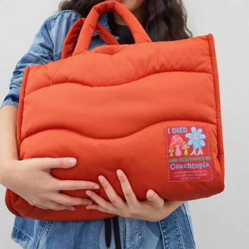 Coachtopia Recycled Polyester Tote Bag, Shopping Bag, Shoulder Bag, Handbag Tubas Unisex Orange-7