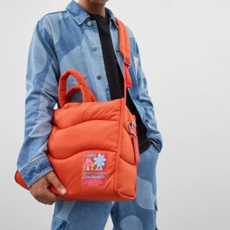 Coachtopia Recycled Polyester Tote Bag, Shopping Bag, Shoulder Bag, Handbag Tubas Unisex Orange-6