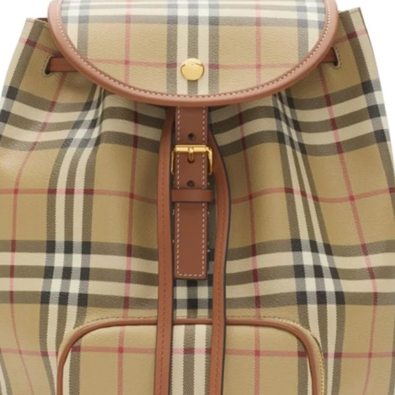 Burberry Polyurethane Backpack Women's Beige & Heather Brown-3