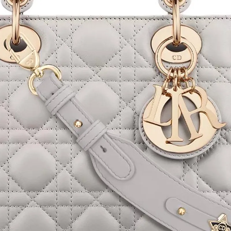 DIOR Lady Dior My ABCDior Sheepskin Lady Dior Bag, One Shoulder Handbag Trumpets Women's Gray-5