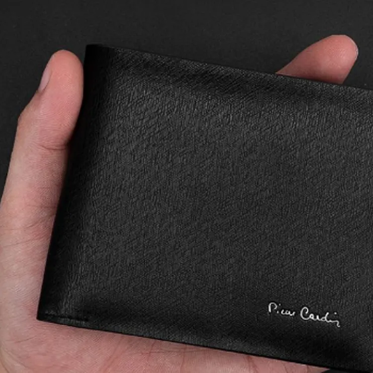 PIERRE CARDIN Top Grain Cow Leather Card Holder, Wallet Regular Men's Black-4