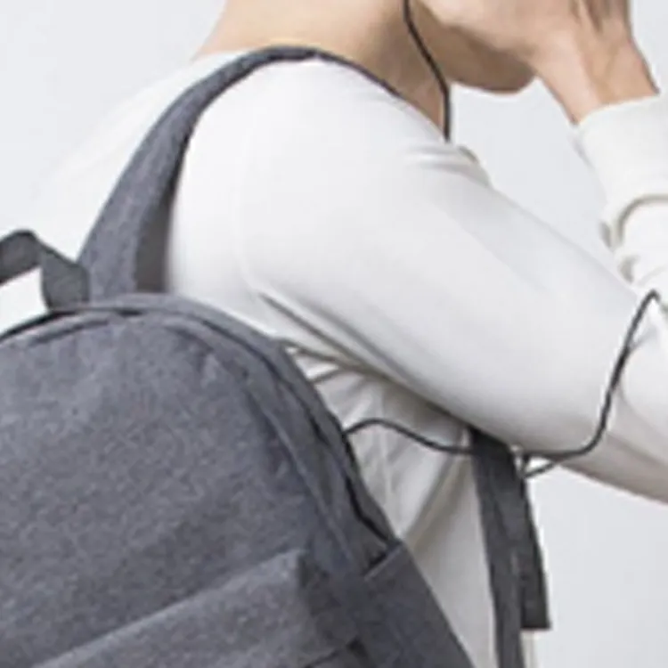 TINYAT Polyester Canvas Backpack Unisex Black/Gray-4